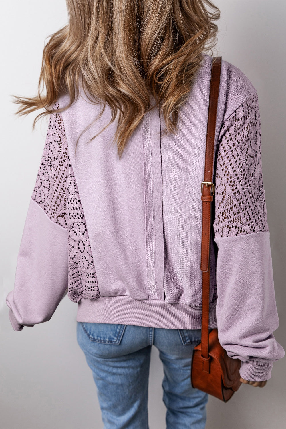 Outfit Flow - Crochet Round Neck Long Sleeve Sweatshirt