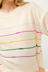 And The Why Multi Striped Pullover Sweater Top OutfitFlow