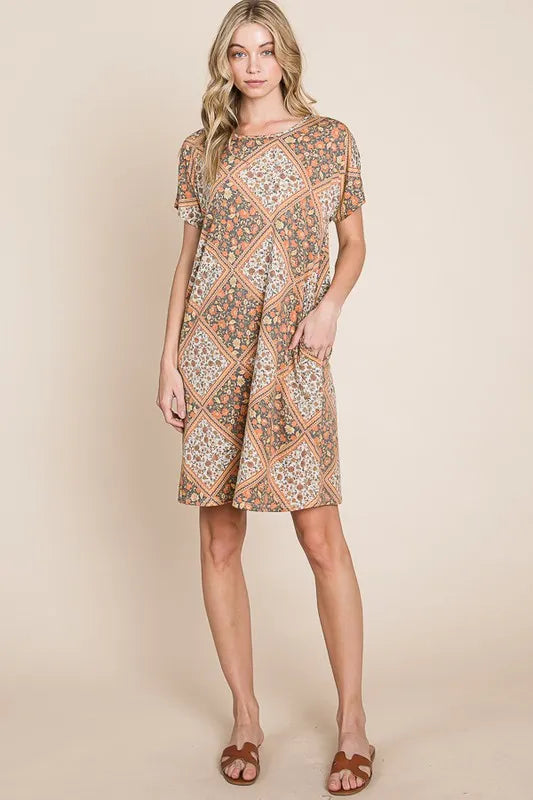 BOMBOM Multicolored Leaves Jacquard Dress OutfitFlow