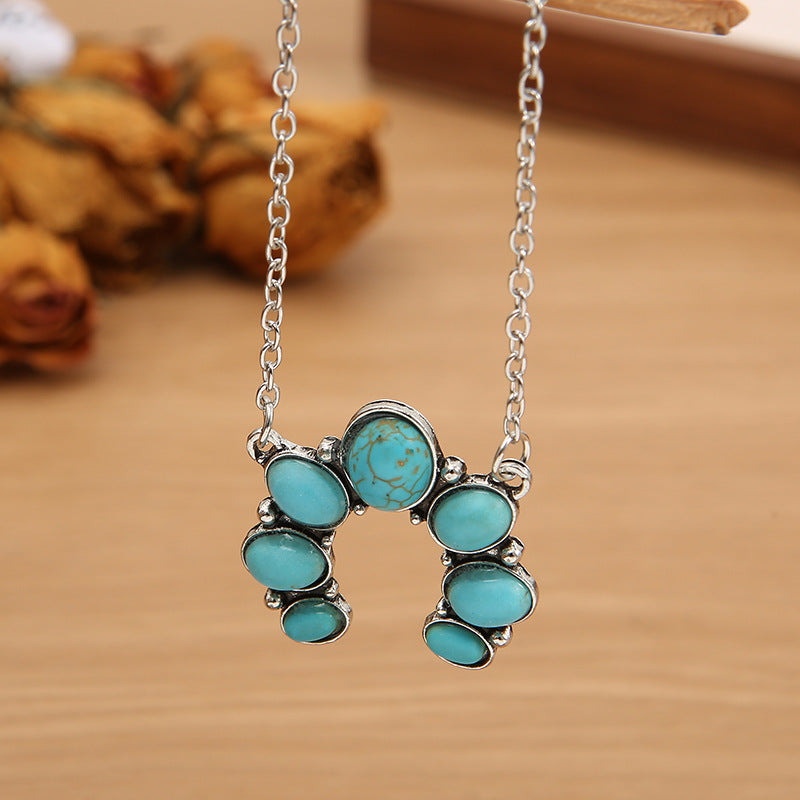 Outfit Flow - Artificial Turquoise Alloy Pendant Necklace