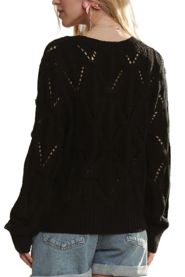 ADORA Loose Fit V Neck Knit Top OutfitFlow