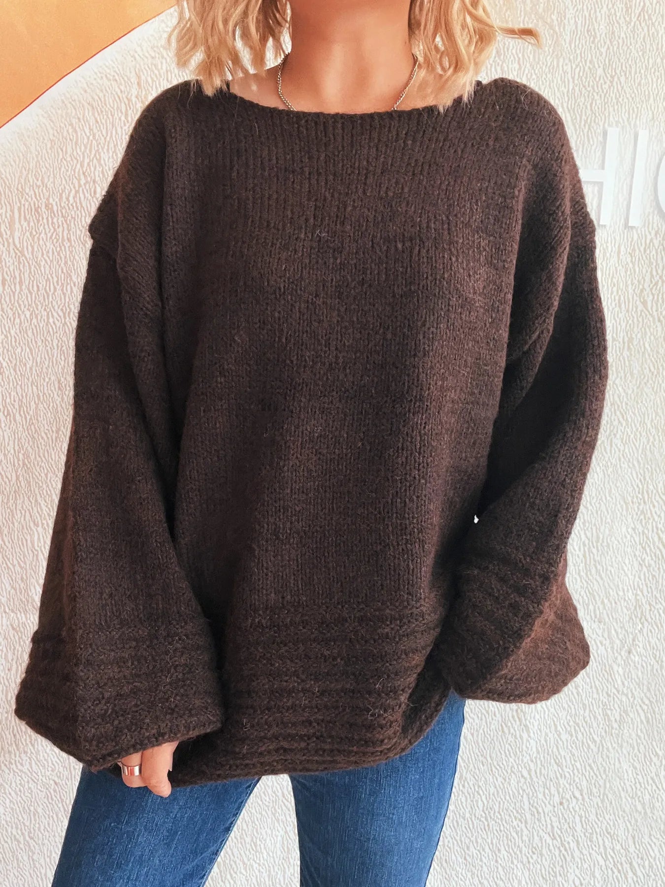 Relaxed Fit Round Neck Sweater Trendsi
