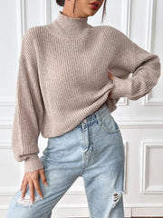 Turtleneck Long Sleeve Sweater Trendsi