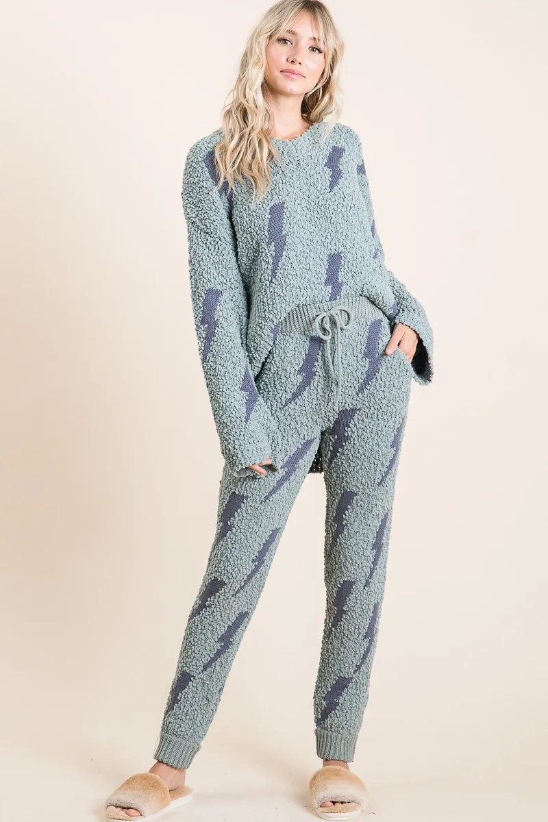 BiBi Cozy Soft Hairy Popcorn Sweater Pants OutfitFlow