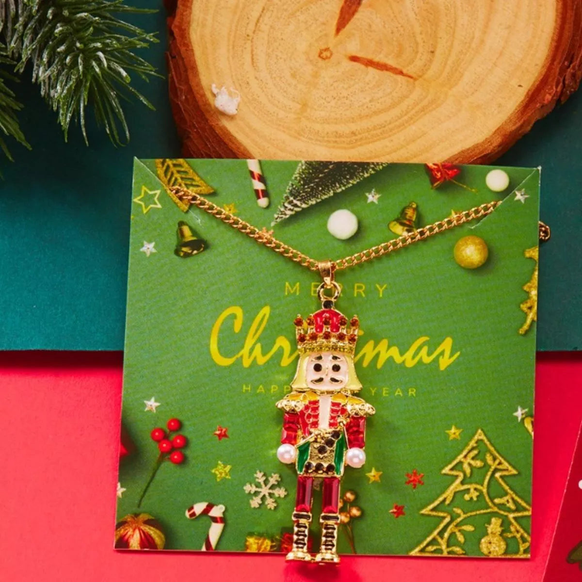 Christmas 18K Gold-Plated Nutcracker Pendant Necklace OutfitFlow