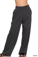 Zenana Fleece Sweatpant with Pockets BLACK Trendsi