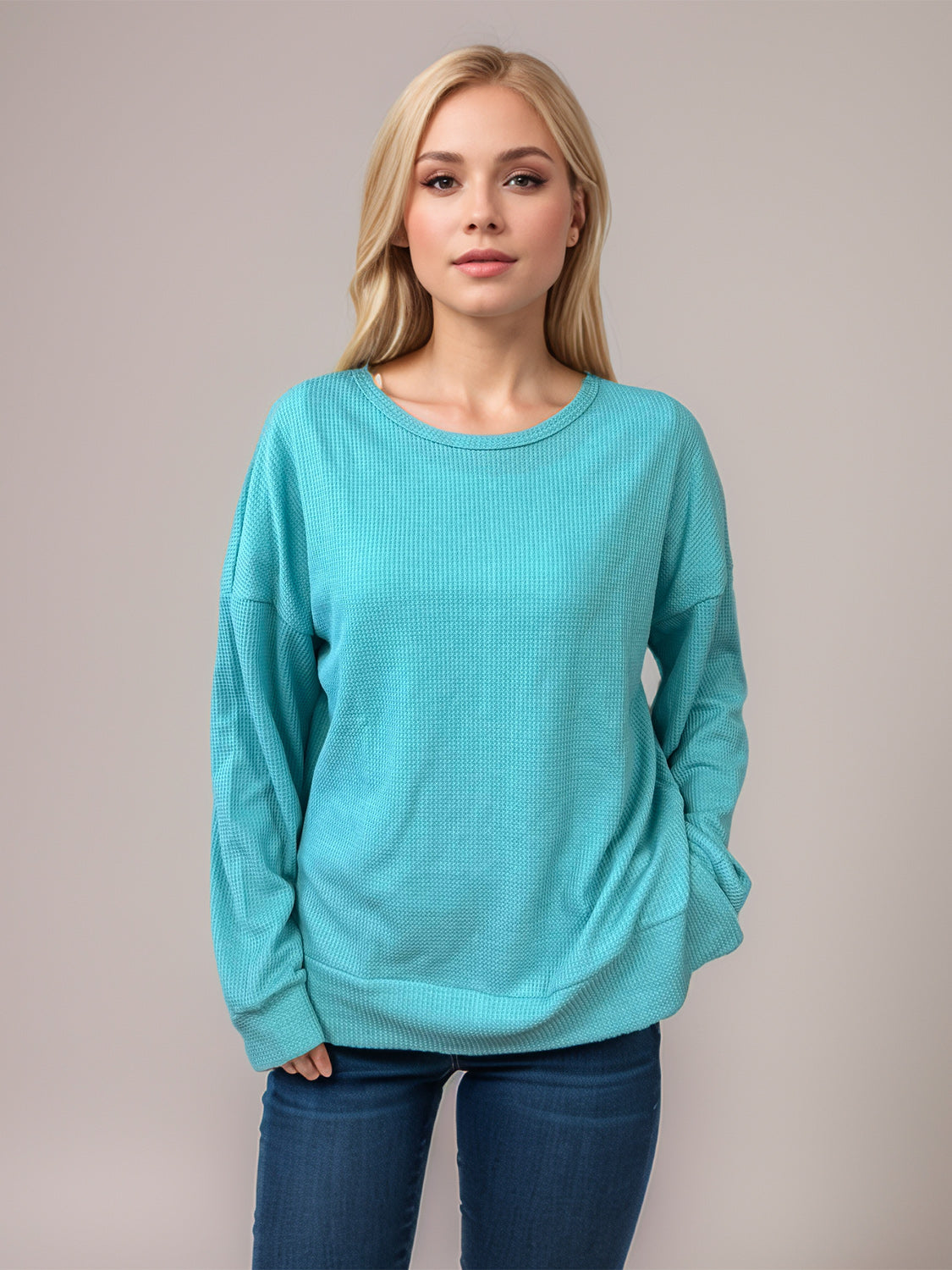 Outfit Flow - Side Slit Round Neck Long Sleeve T-Shirt