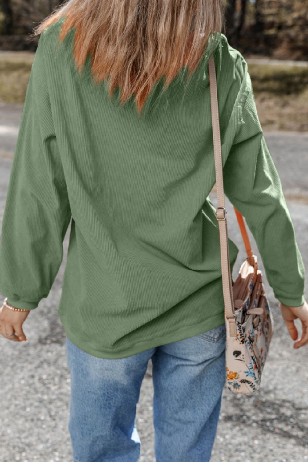 Outfit Flow - Sequin Lucky Clover Round Neck Long Sleeve Sweatshirt