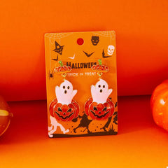 Halloween Ghost Pumpkin Dangle Earrings OutfitFlow