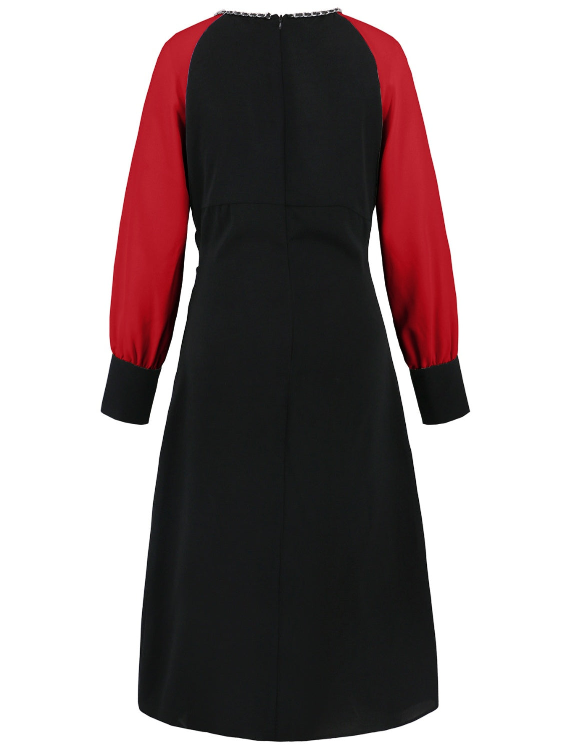 Outfit Flow - Ruched Contrast Long Sleeve Midi Dress