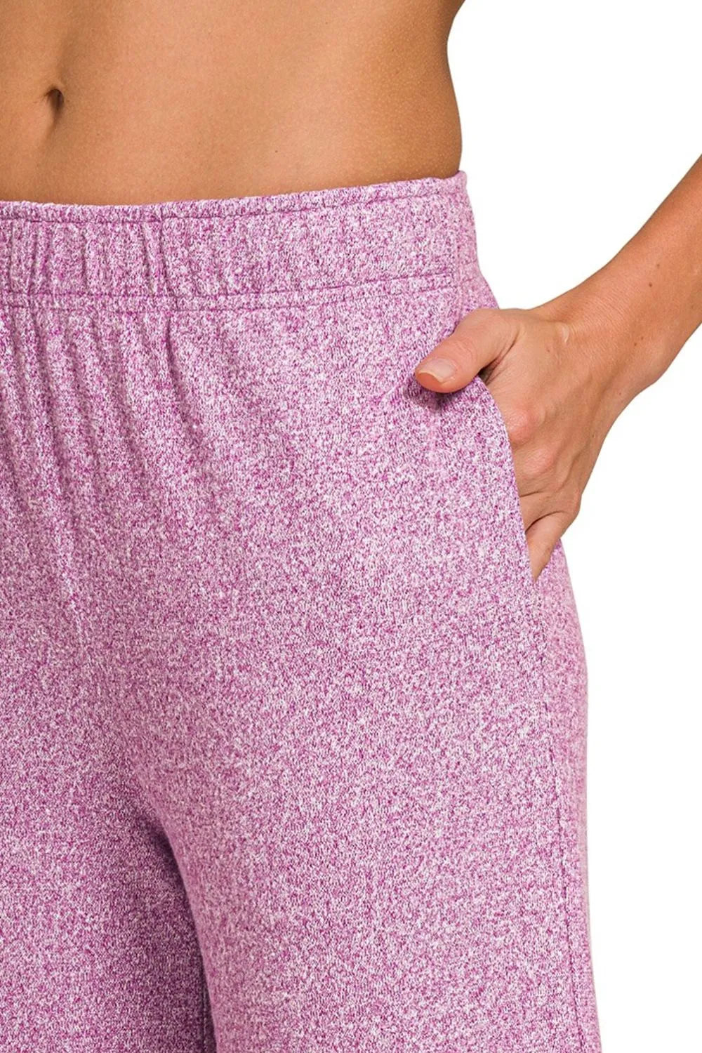 Zenana Soft Melange Short Sleeve Tee & Long Pants Set OutfitFlow