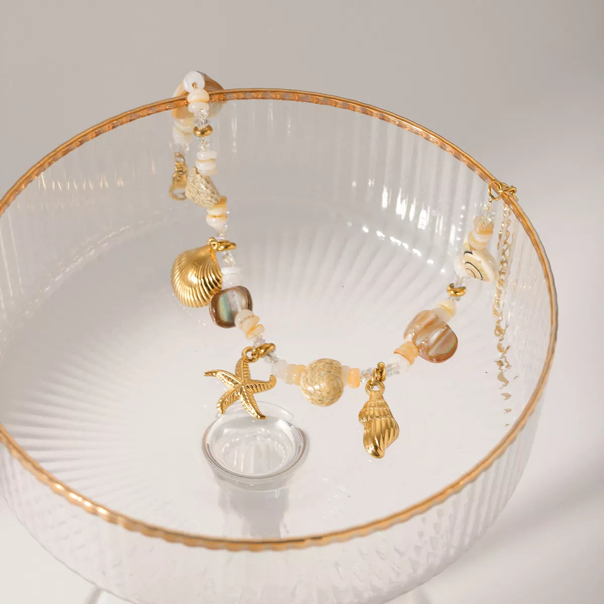 18K Gold-Plated Shell Charm Bracelet OutfitFlow