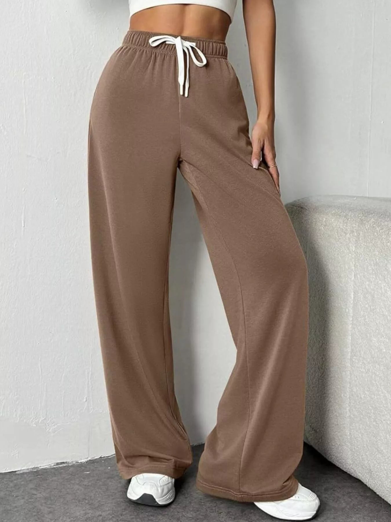 Drawstring Wide Leg Pants OutfitFlow