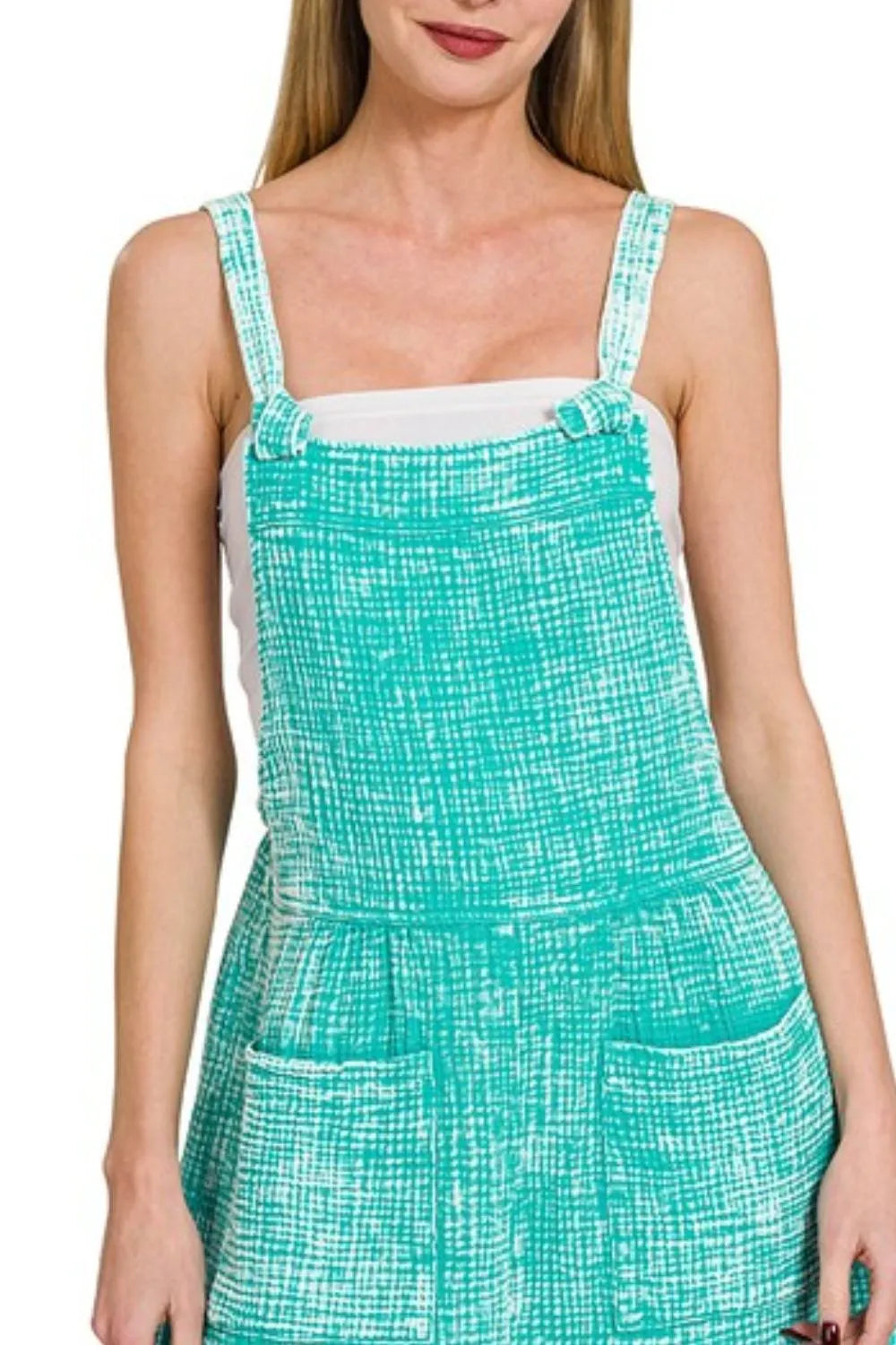 Zenana Woven Double Gauze Acid Washed Romper OutfitFlow
