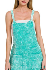Zenana Woven Double Gauze Acid Washed Romper OutfitFlow