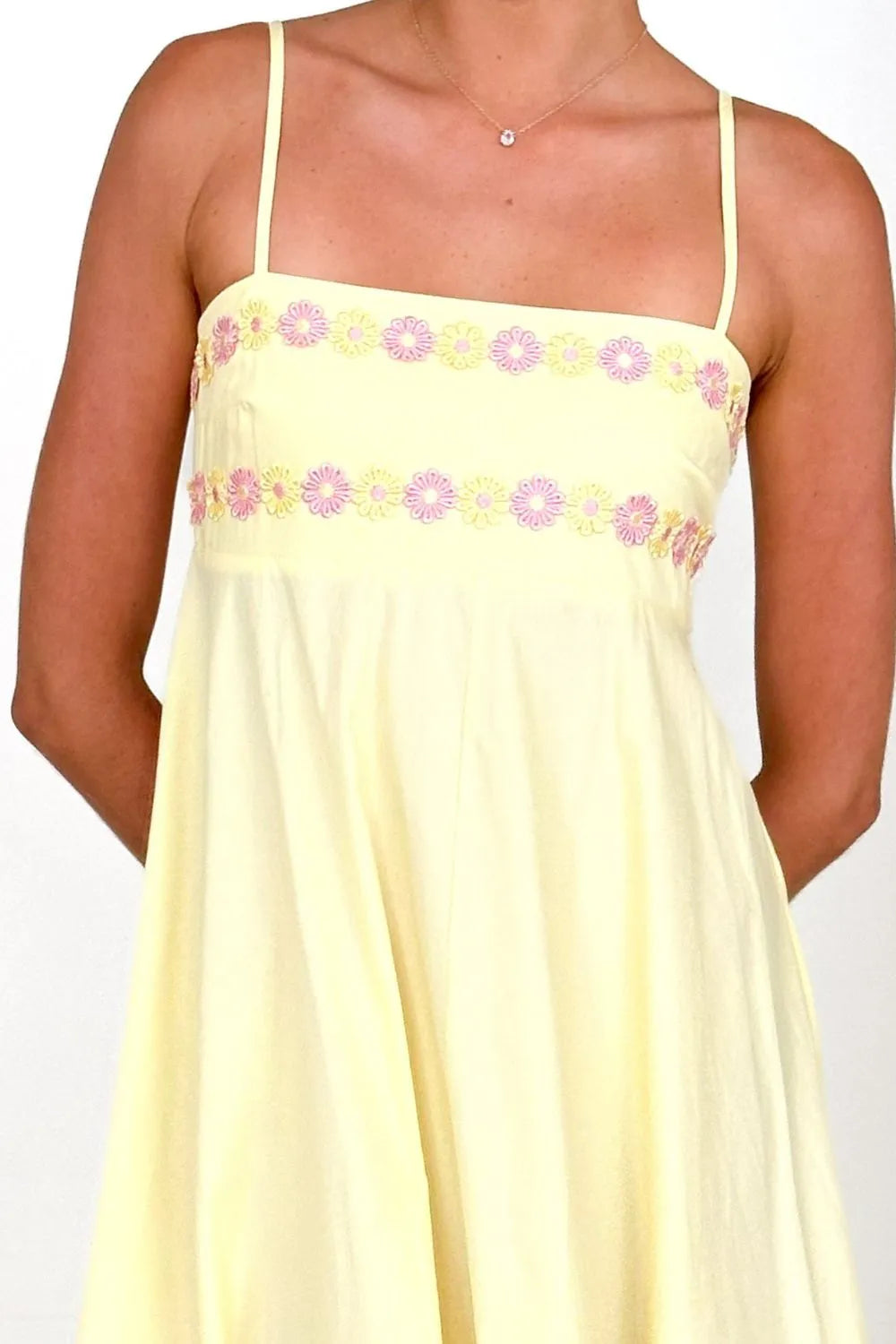 Floral Embroidered Spaghetti Strap Maxi Dress OutfitFlow