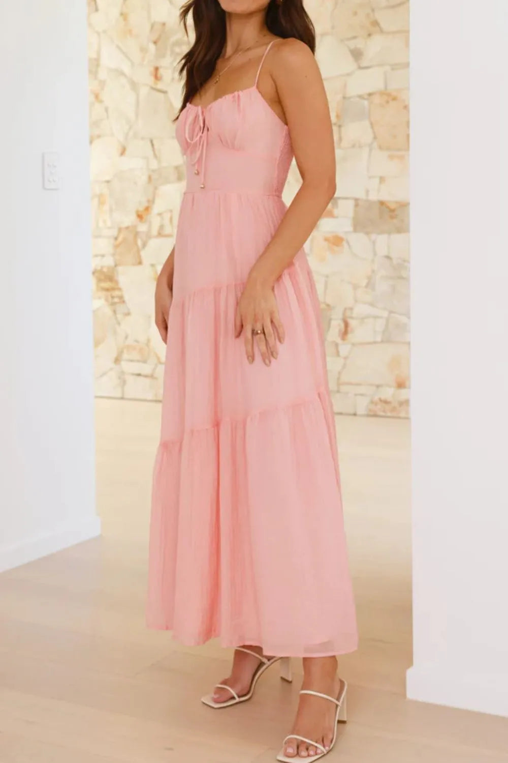 Ruched Smocked Back Cami Dress OutfitFlow