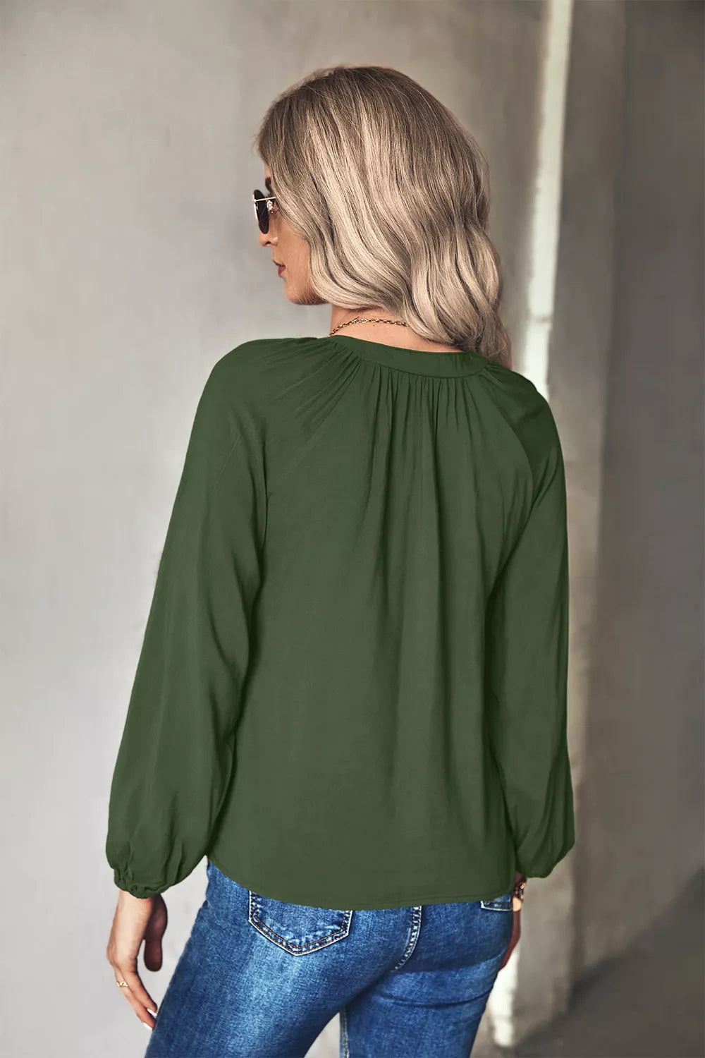 Tie Neck Long Sleeve Blouse OutfitFlow