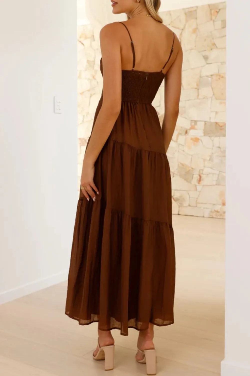 Ruched Smocked Back Cami Dress OutfitFlow