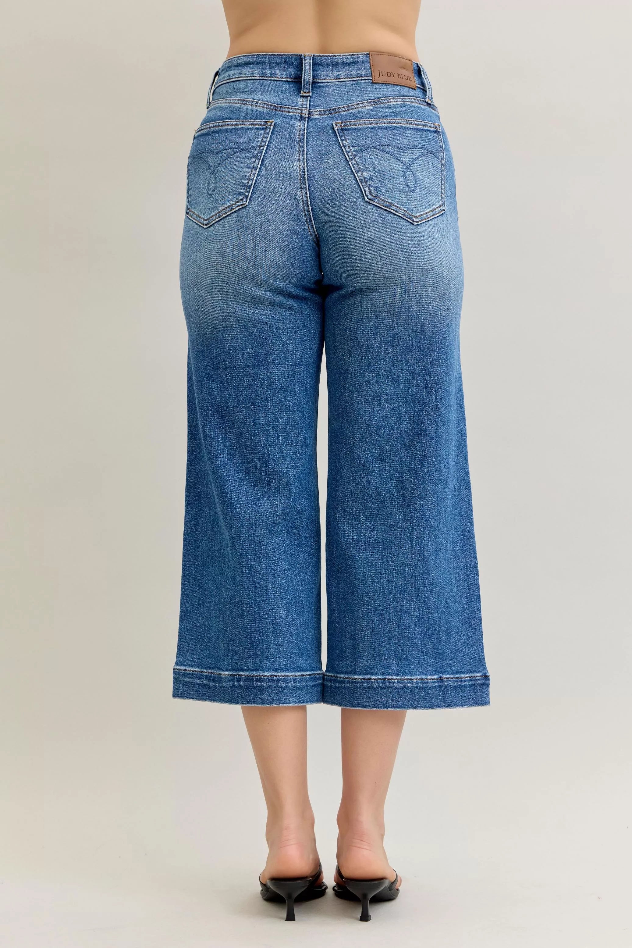 Judy Blue Mid Rise Crop Wide Leg Jeans OutfitFlow