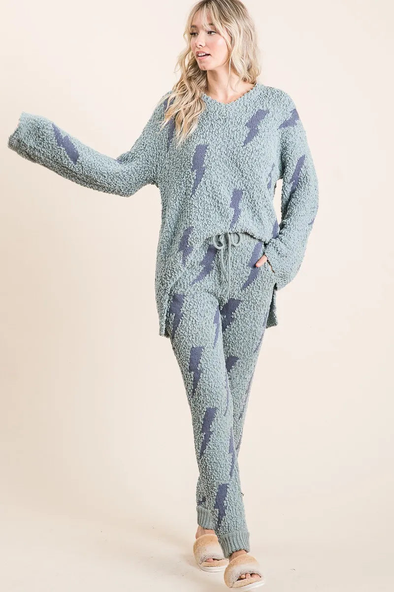 BiBi Cozy Soft Hairy Popcorn Sweater Pants OutfitFlow