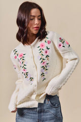 SO ME Floral Embroidered Coquette Sweater Cardigan OutfitFlow