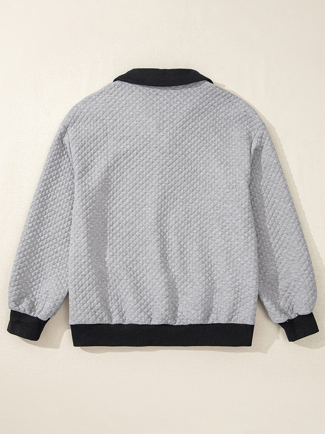 Outfit Flow - Texture Quarter Button Long Sleeve Sweatshirt