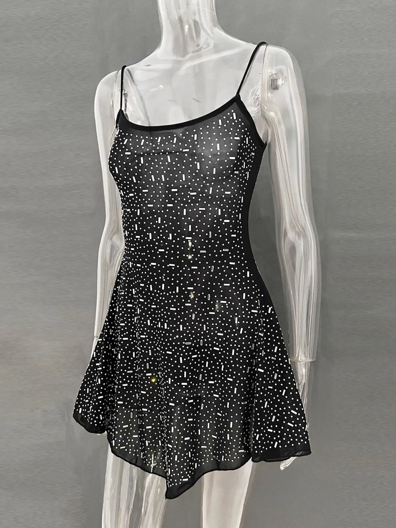 Rhinestone Decor Mini Cami Dress OutfitFlow