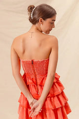 SO ME Strapless Ruffle Layered Game Day Cheer Up Dress OutfitFlow