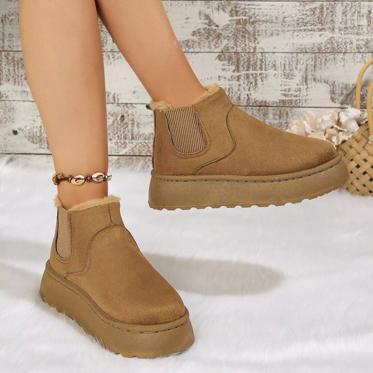 Round Toe Platform Ankle Boots Trendsi