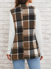 Plaid Button Down Vest Coat Trendsi