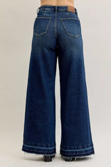 Judy Blue High Waist Palazzo Jeans with Front Patch Pockets Trendsi
