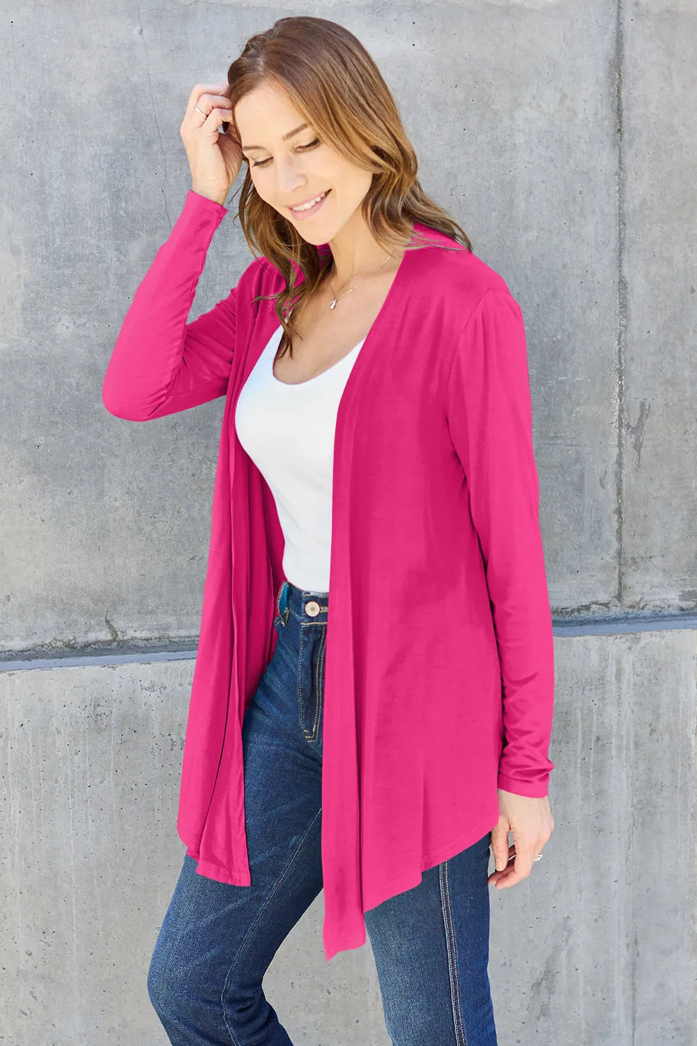 Basic Bae Full Size Open Front Long Sleeve Cardigan OutfitFlow