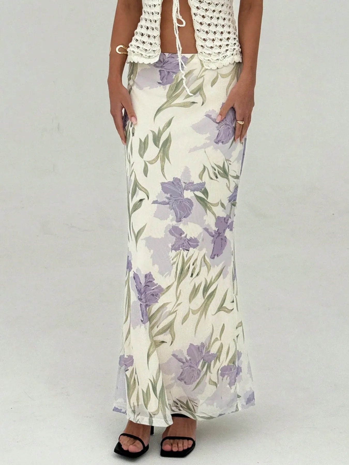 Floral Print Maxi Wrap Skirt OutfitFlow
