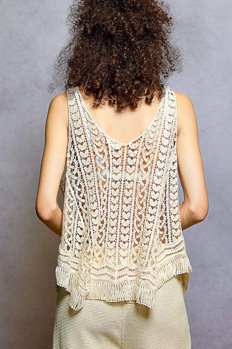 POL Crochet Fringe Hem Tank Top Trendsi