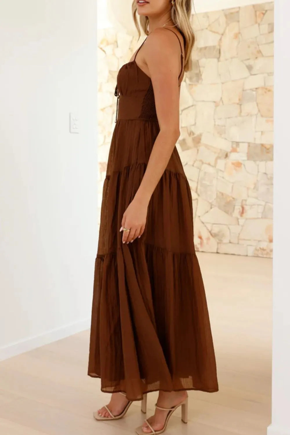 Ruched Smocked Back Cami Dress OutfitFlow