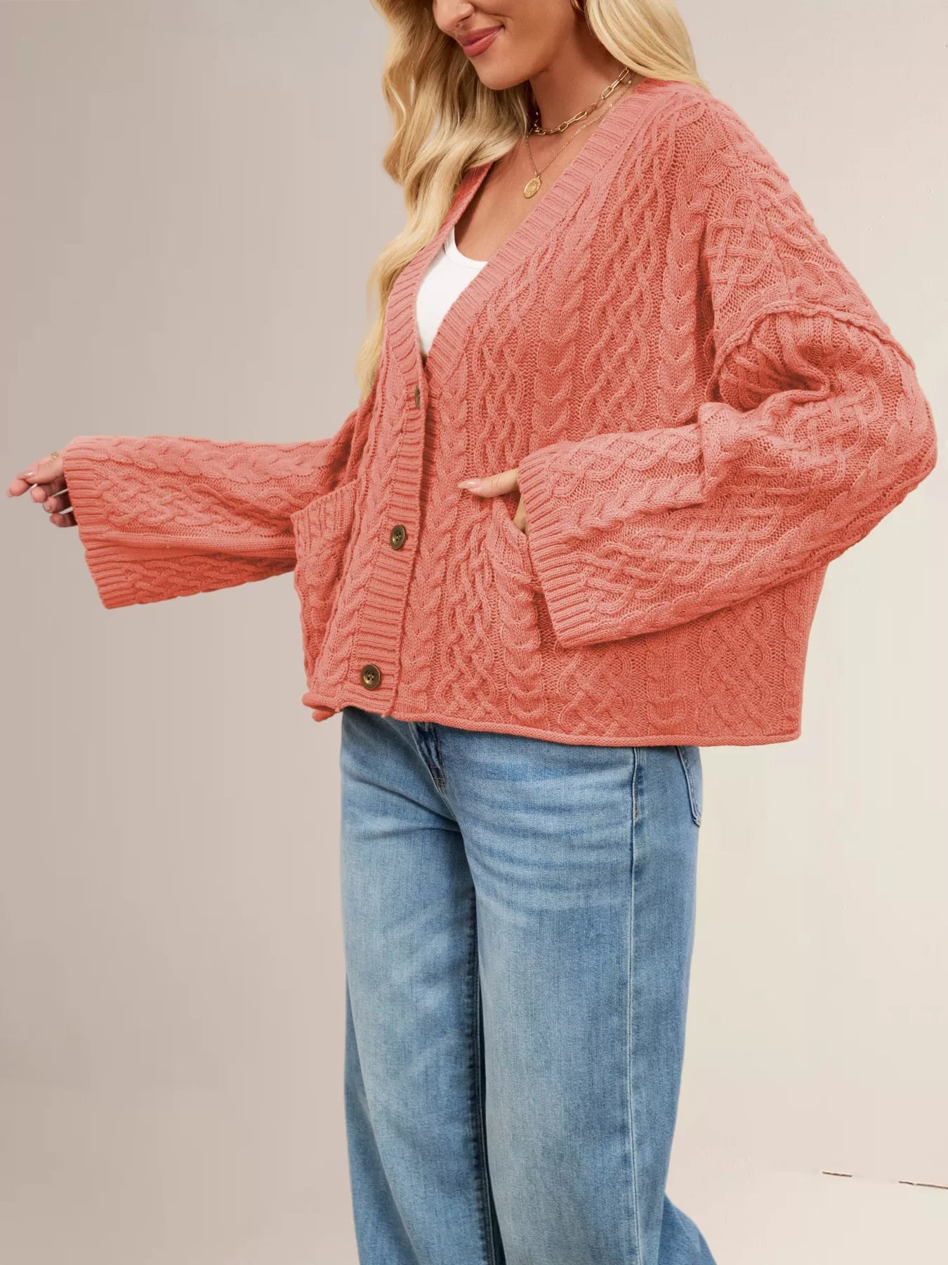 Cable Knit Button-Down Cardigan OutfitFlow