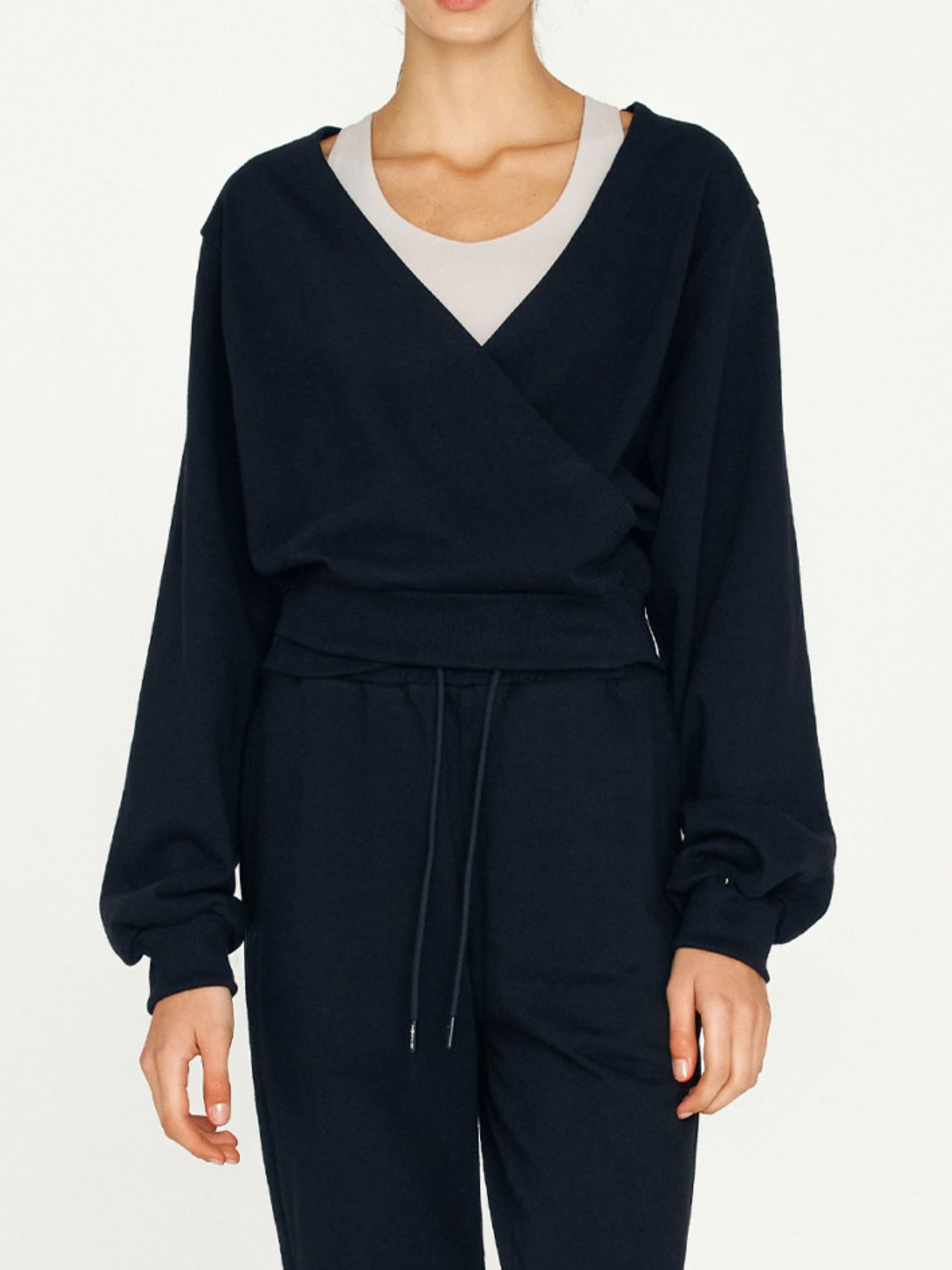 Outfit Flow - Surplice Long Sleeve Sweatshirt