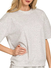 Zenana Scuba Short Sleeve Top & Shorts Set H GREY OutfitFlow