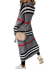 Striped Longline Open Front Cardigan OutfitFlow