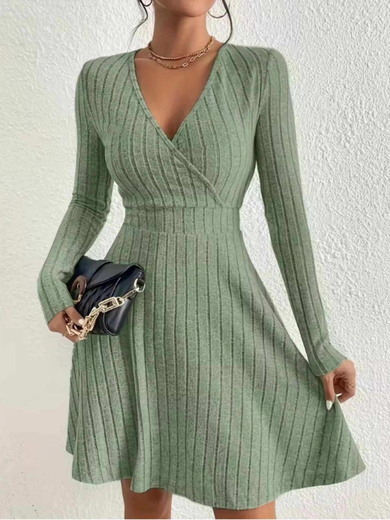 Ribbed Knit Wrap Mini Dress OutfitFlow