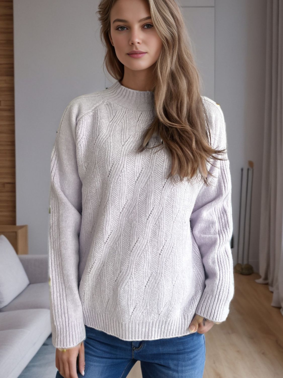 Outfit Flow - Mock Neck Long Sleeve Sweater