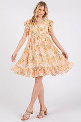 Mittoshop Floral Chiffon Ruffle Short Sleeve Mini Dress OutfitFlow