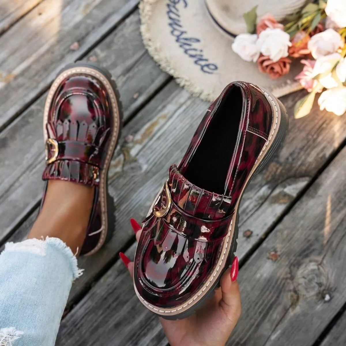 Round Toe Platform Loafers Trendsi