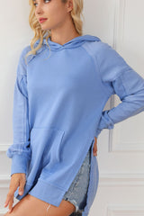 Outfit Flow - Exposed Seam Kangaroo Pocket Long Sleeve Hoodie