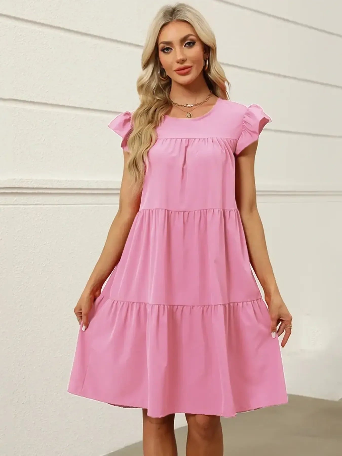 Tiered Ruffle Sleeve Mini Dress OutfitFlow