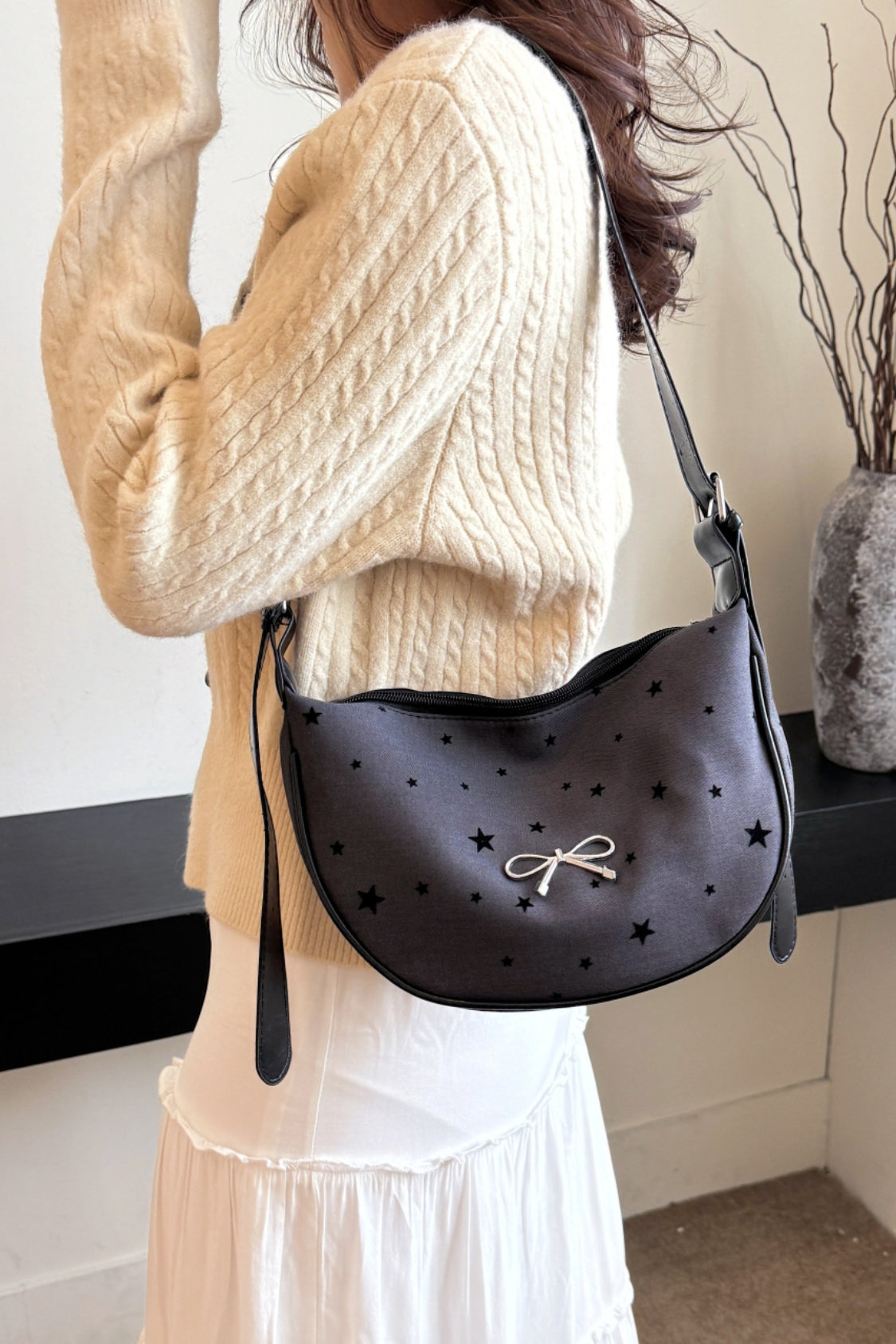 Outfit Flow - Polyester Printed Adjustable Strap Crossbody Bag