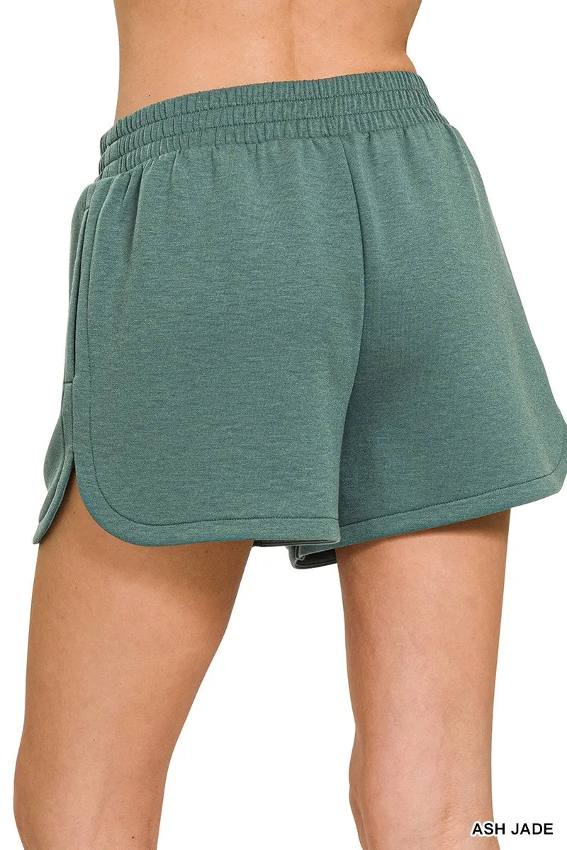 Zenana Scuba Elastic Waistband Dolphin Shorts OutfitFlow