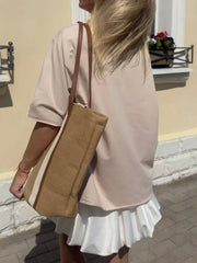 Round Neck Half Sleeve Oversized T-Shirt OutfitFlow