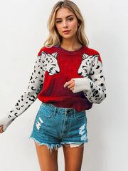 Leopard Round Neck Sweater OutfitFlow